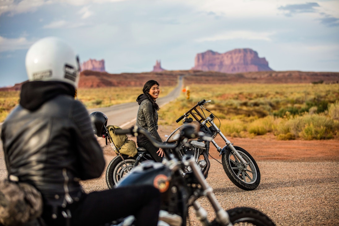 Motorcycing through Monument Valley, Utah.